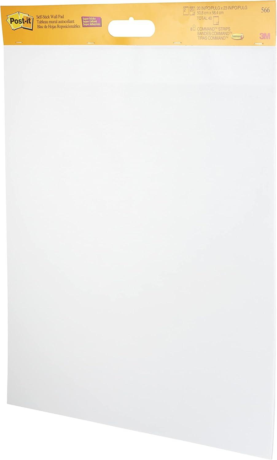 imagePostit Super Sticky Meeting Charts Pack de 2 blocs 20 feuilles chacun 584 x 508 cm blanc Avec 8 languettes adhsives Command Paperboard repositionnable pour runions et brainstorming06 x 584 x 508 cm