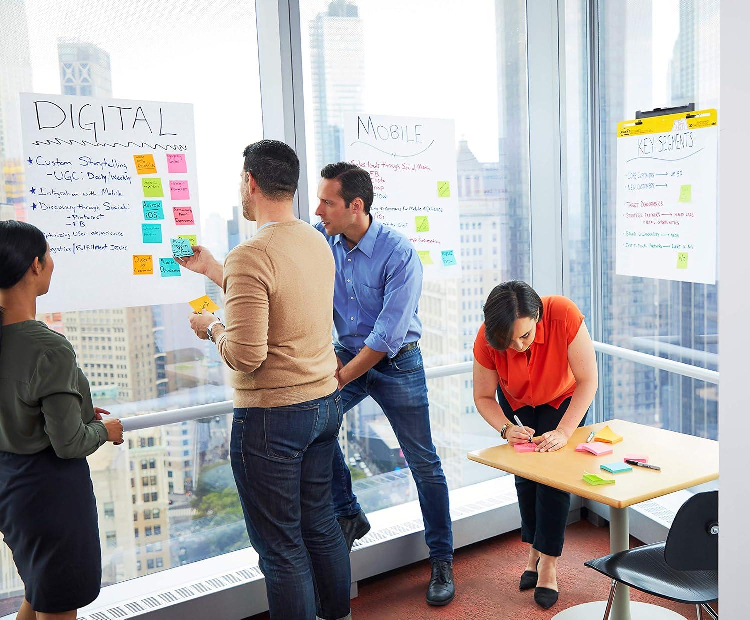 imagePostit Super Sticky Meeting Charts Pack de 1 Bloc avec 30 Feuilles 635 mm x 762 mm Couleur Blanche Paperboard Adhsif Repositionnable pour Runions et Sessions de Brainstorming6 Blocs de 30 feuilles