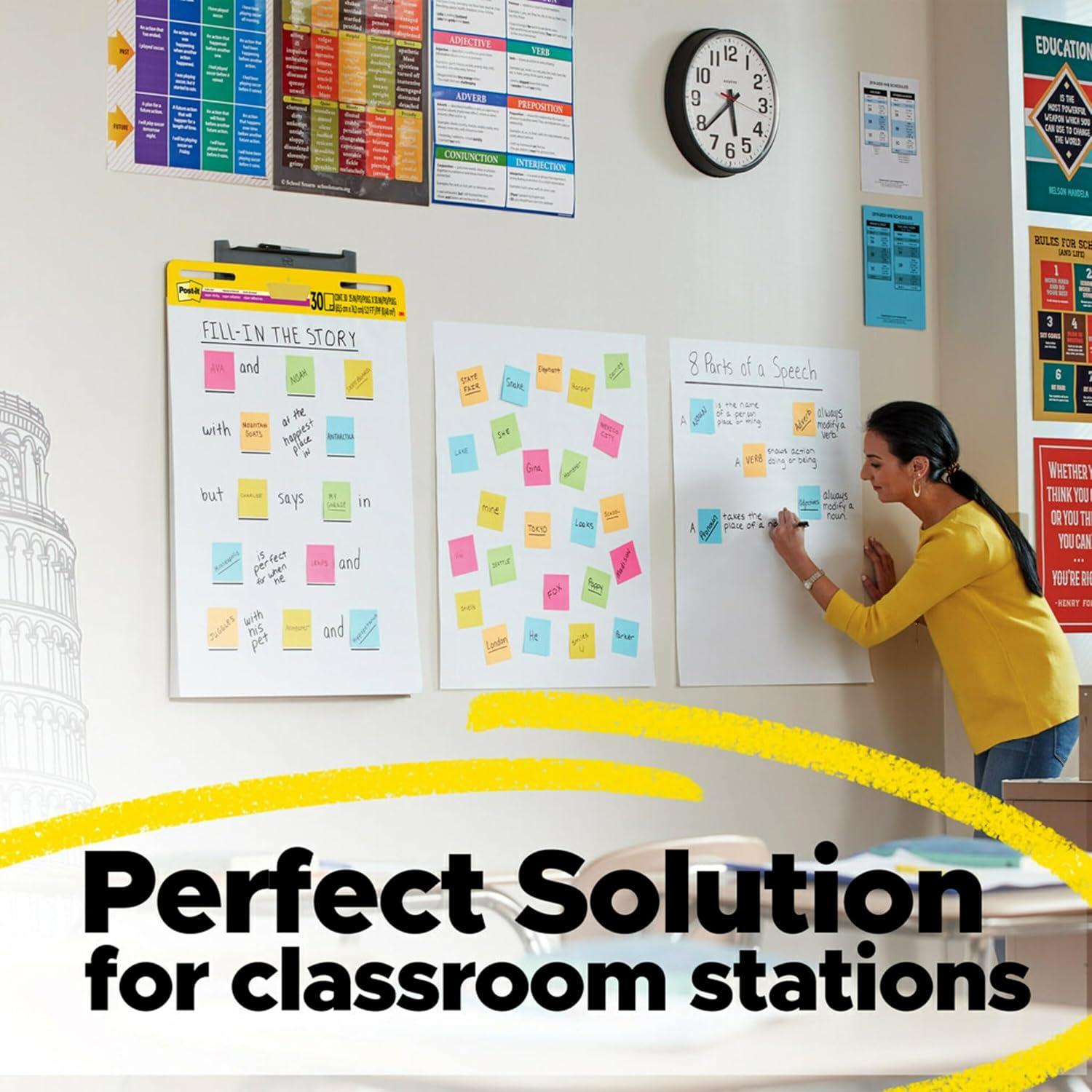 imagePostit Super Sticky Meeting Charts Pack de 1 Bloc avec 30 Feuilles 635 mm x 762 mm Couleur Blanche Paperboard Adhsif Repositionnable pour Runions et Sessions de Brainstorming6 Blocs de 30 feuilles