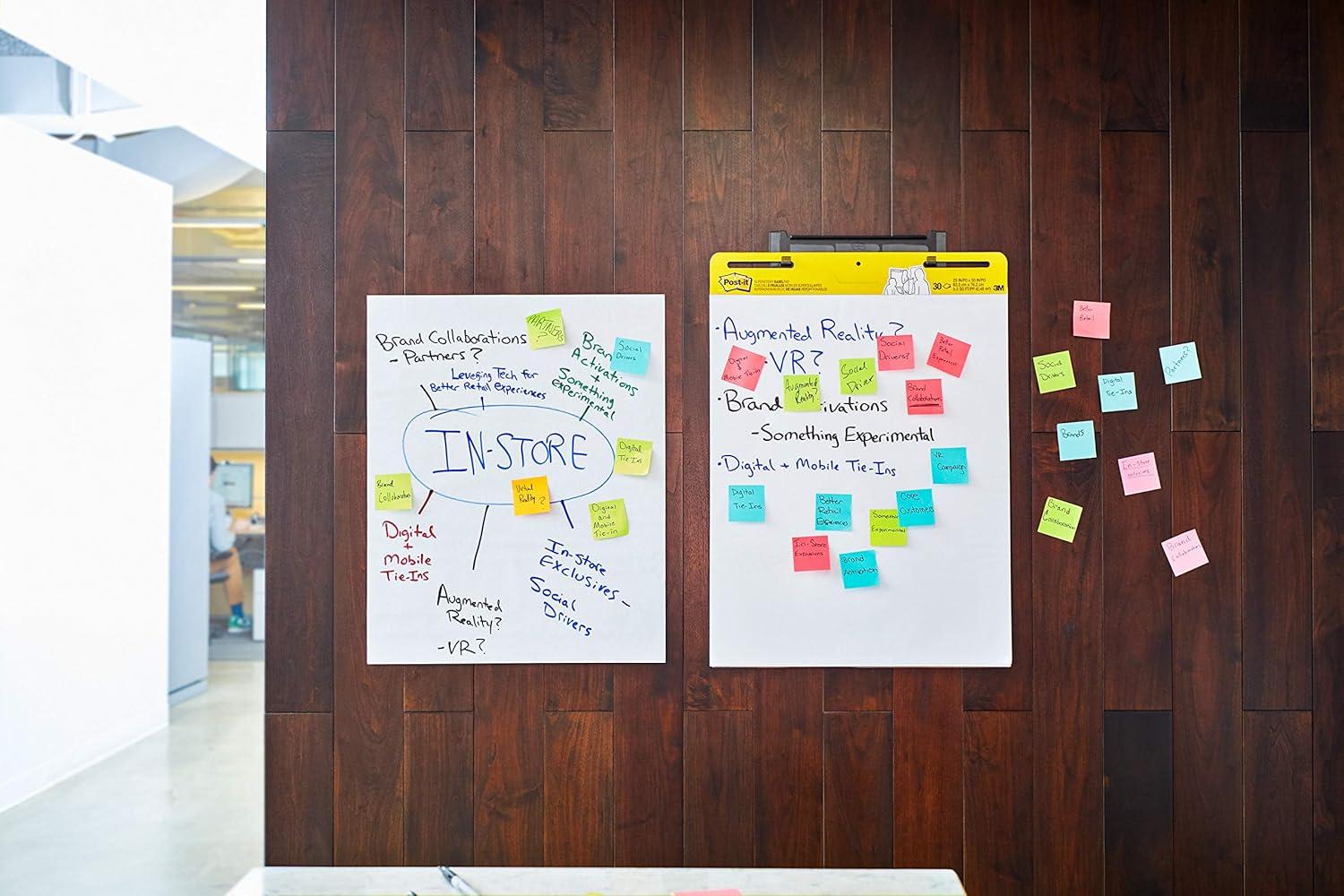 imagePostit Super Sticky Meeting Charts Pack de 1 Bloc avec 30 Feuilles 635 mm x 762 mm Couleur Blanche Paperboard Adhsif Repositionnable pour Runions et Sessions de Brainstorming6 Blocs de 30 feuilles
