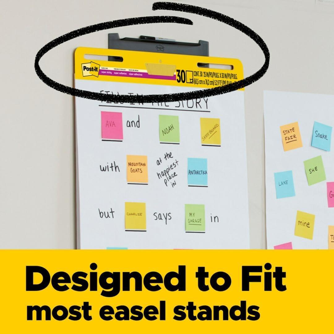 imagePostit Super Sticky Meeting Charts Pack de 1 Bloc avec 30 Feuilles 635 mm x 762 mm Couleur Blanche Paperboard Adhsif Repositionnable pour Runions et Sessions de Brainstorming2 Blocs de 30 feuilles