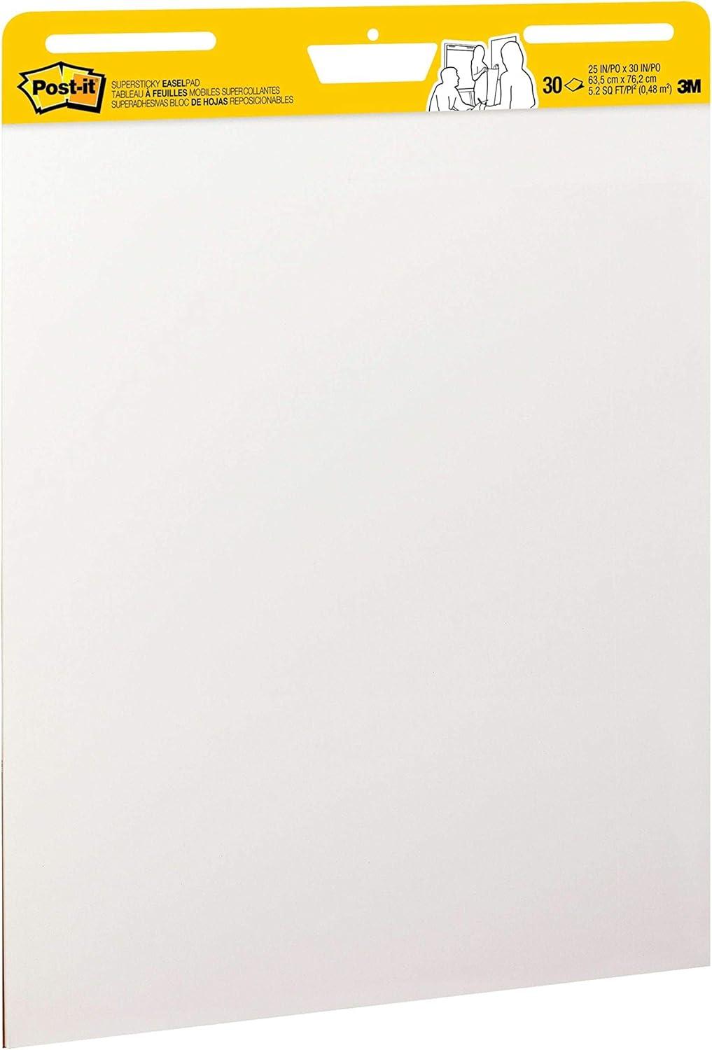 imagePostit Super Sticky Meeting Charts Pack de 1 Bloc avec 30 Feuilles 635 mm x 762 mm Couleur Blanche Paperboard Adhsif Repositionnable pour Runions et Sessions de Brainstorming6 Blocs de 30 feuilles