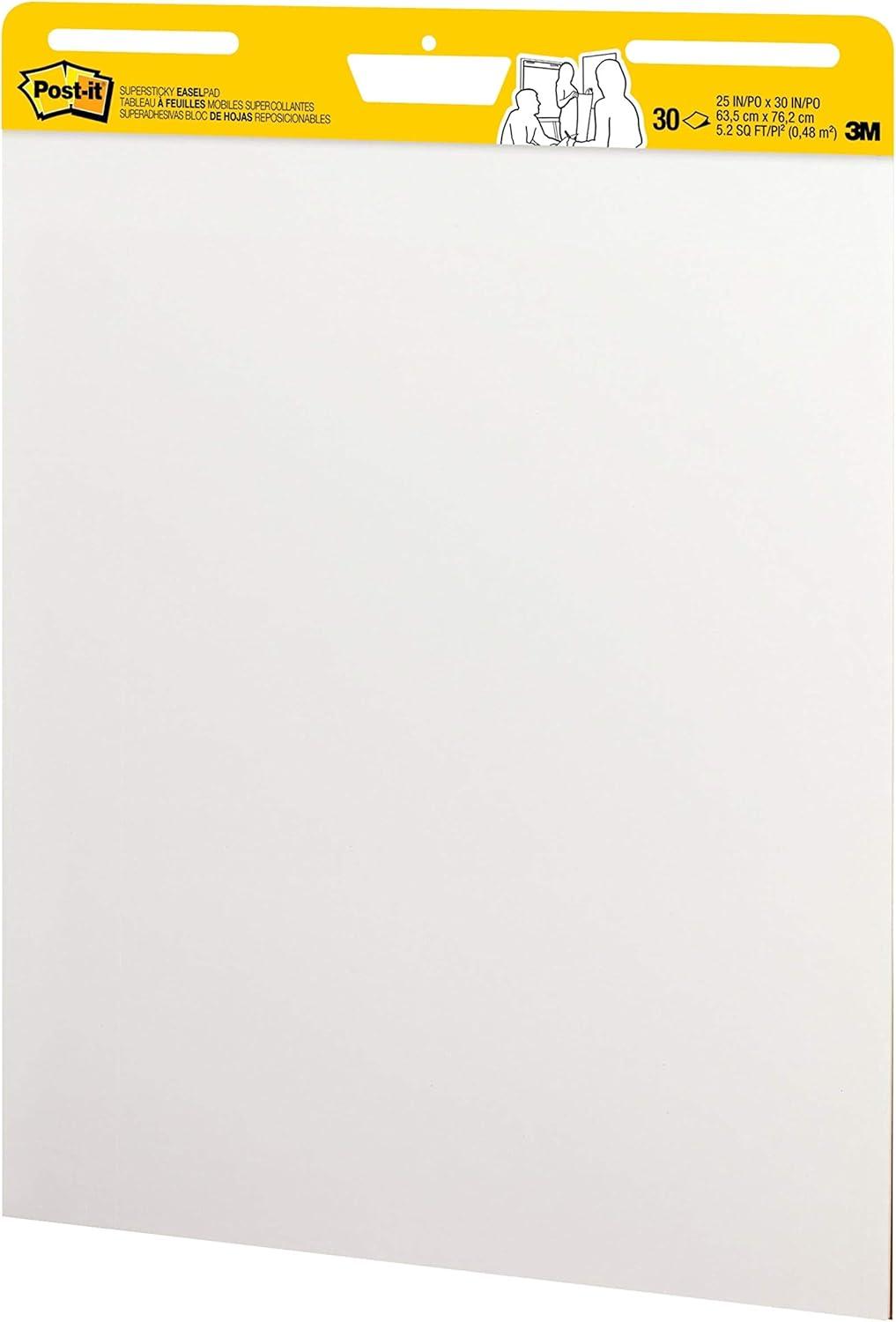 imagePostit Super Sticky Meeting Charts Pack de 1 Bloc avec 30 Feuilles 635 mm x 762 mm Couleur Blanche Paperboard Adhsif Repositionnable pour Runions et Sessions de Brainstorming2 Blocs de 30 feuilles