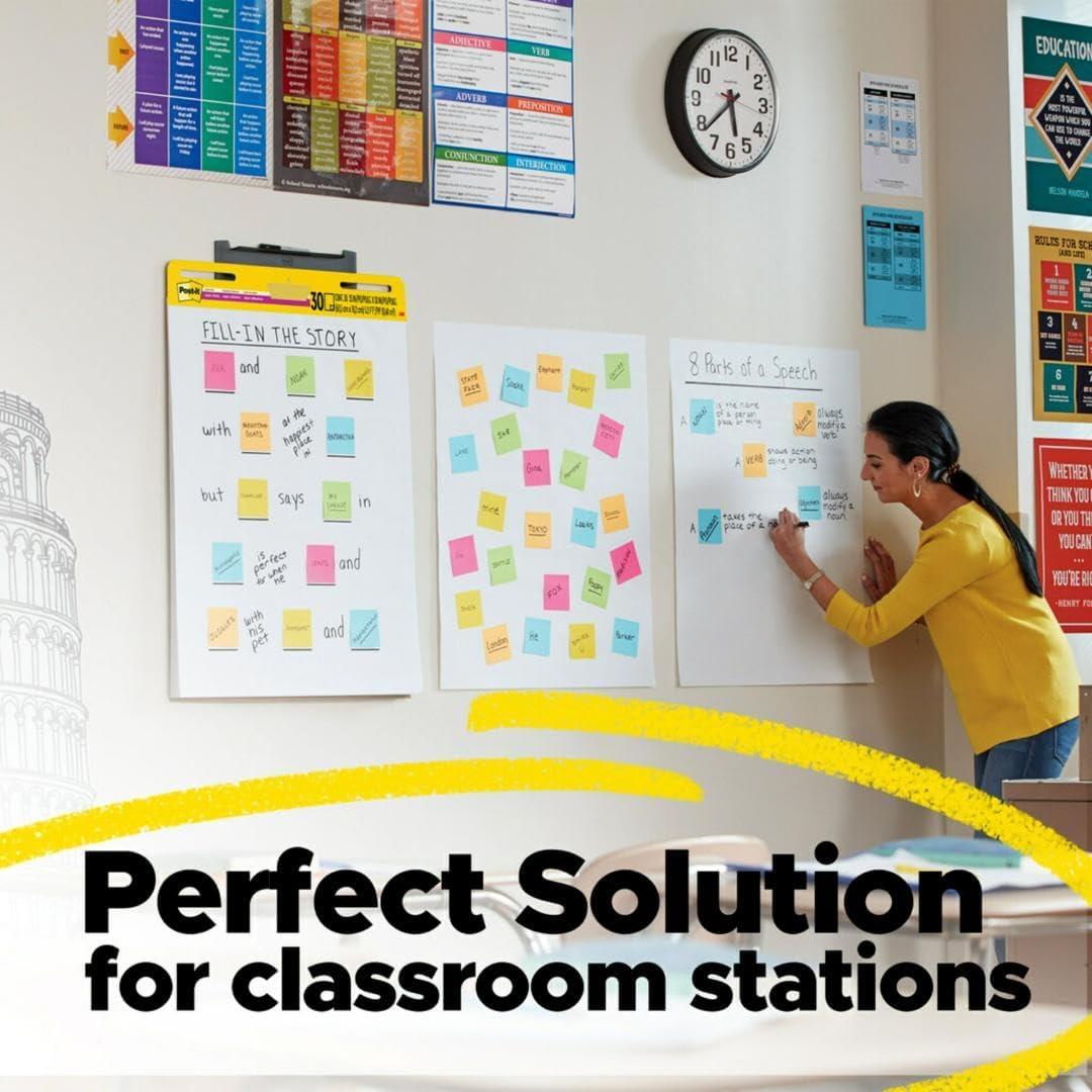 imagePostit Super Sticky Meeting Charts Pack de 1 Bloc avec 30 Feuilles 635 mm x 762 mm Couleur Blanche Paperboard Adhsif Repositionnable pour Runions et Sessions de Brainstorming2 Blocs de 30 feuilles