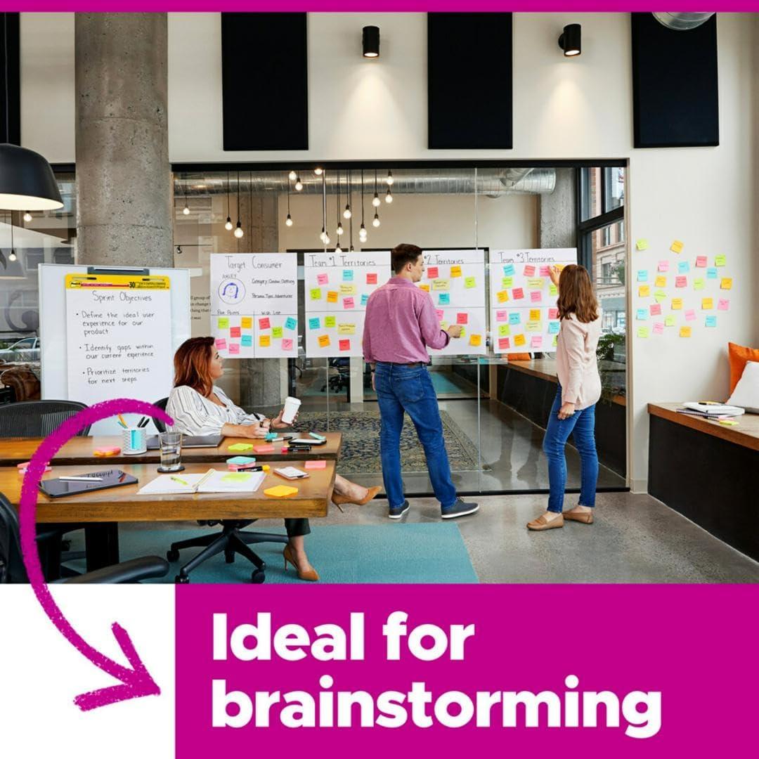 imagePostit Super Sticky Meeting Charts Pack de 1 Bloc avec 30 Feuilles 635 mm x 762 mm Couleur Blanche Paperboard Adhsif Repositionnable pour Runions et Sessions de Brainstorming2 Blocs de 30 feuilles