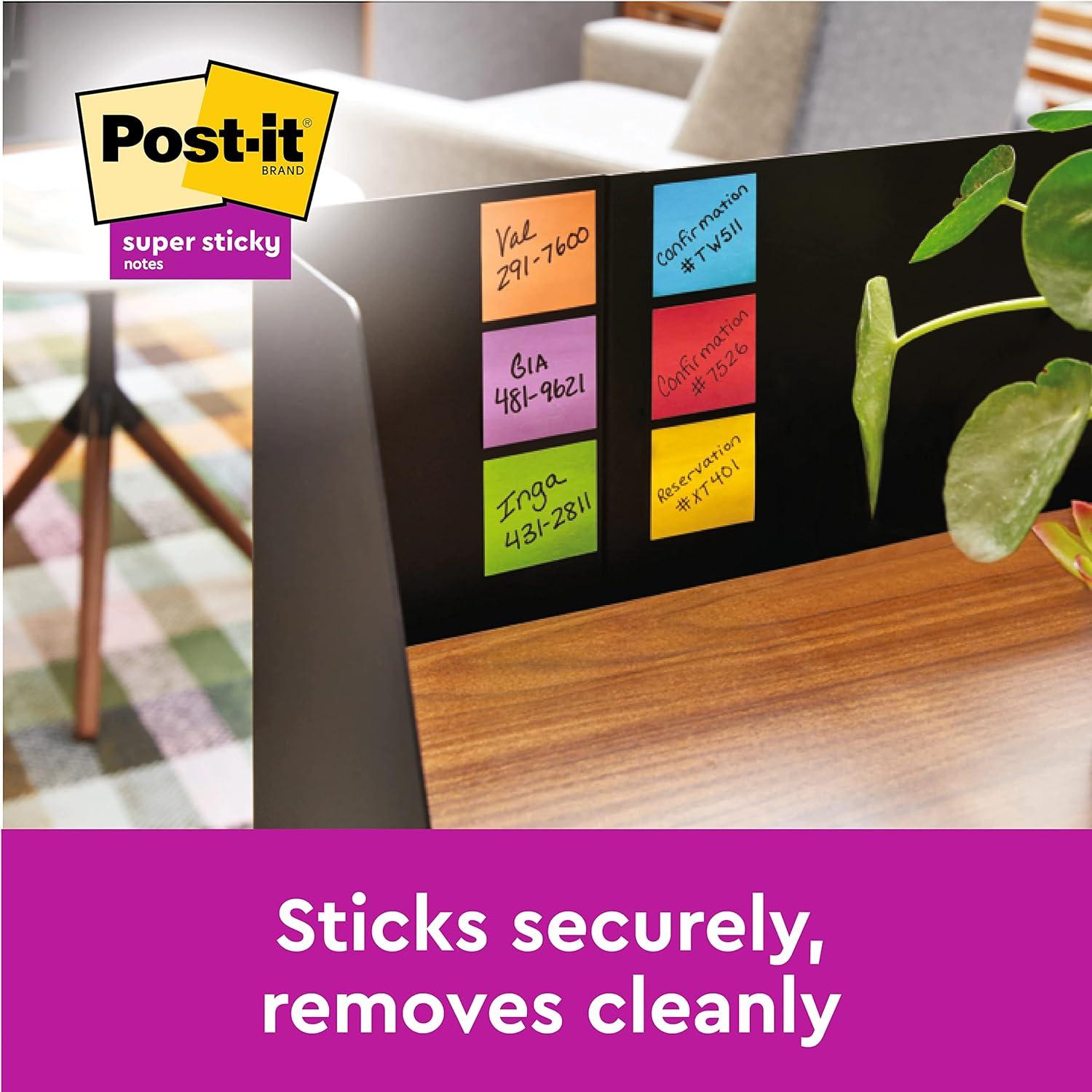 imagePostit ZNotes Autocollantes Super Sticky Pack Promo de 8 Blocs 4 GRATUITS 90 Feuilles par Bloc 76 mm x 76 mm Feuillets Super Adhsifs pour Prise de Notes Listes de Tches et Rappels