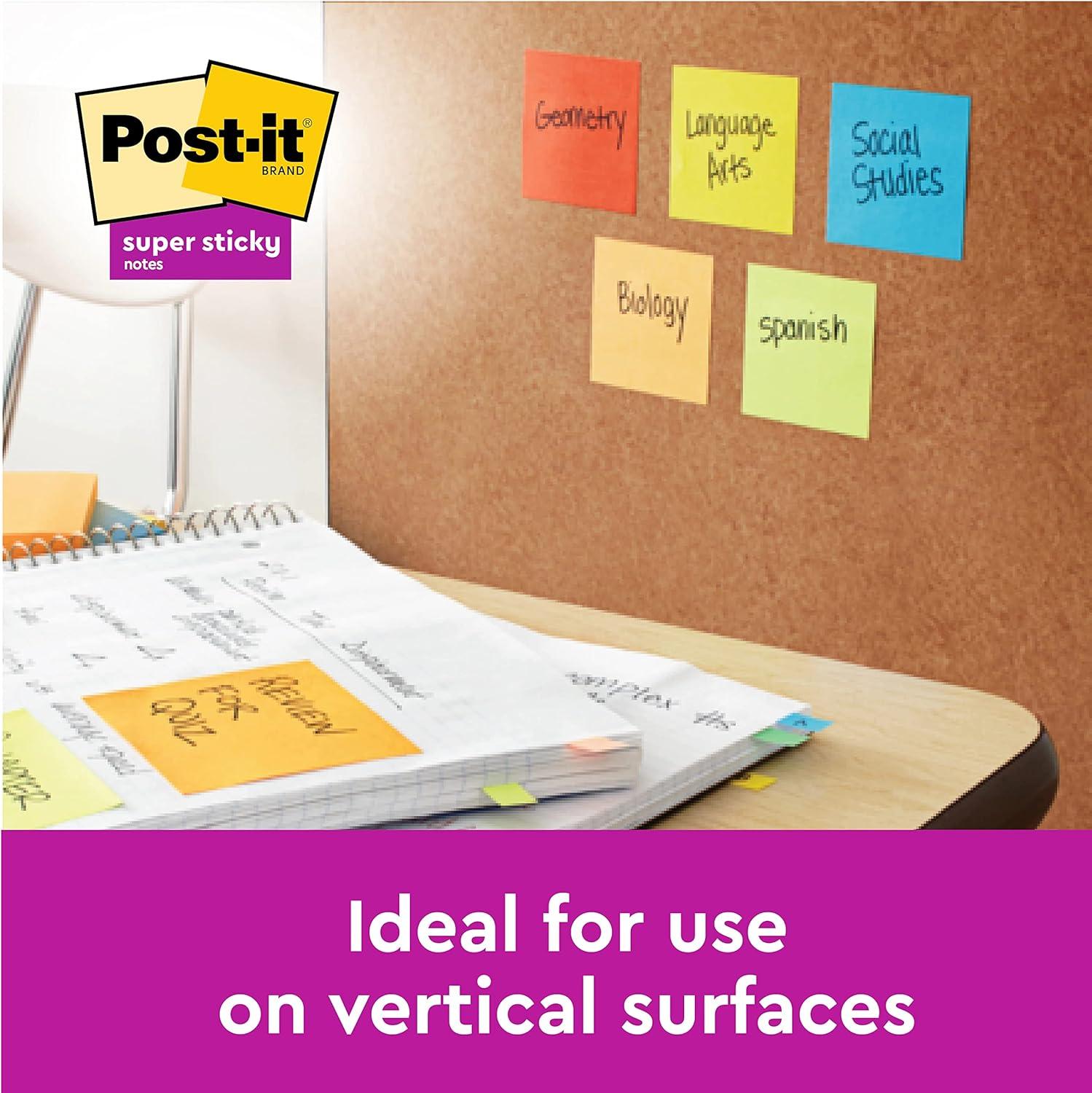 imagePostit ZNotes Autocollantes Super Sticky Pack Promo de 8 Blocs 4 GRATUITS 90 Feuilles par Bloc 76 mm x 76 mm Feuillets Super Adhsifs pour Prise de Notes Listes de Tches et Rappels