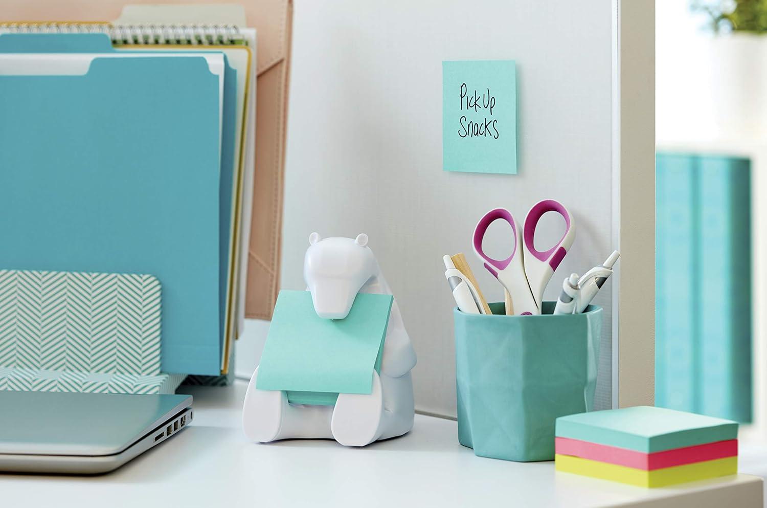 imagePostit ZNotes Autocollantes Super Sticky Pack de 6 Blocs 90 Feuilles par Bloc 76 mm x 76 mm Feuillets Super Adhsifs pour Prise de Notes Listes de Tches et RappelsPostit Distributeur Ours Polaire
