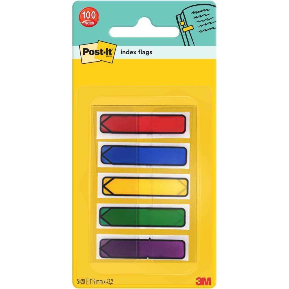imagePostit MarquePages Flches Bleu Orange Rose et Vert 119 mm x 432 mm 24 MarquePages par Dvidoir 4 Dvidoirs Pour Marquer Surligner ou Codifier des InformationsMulticolore