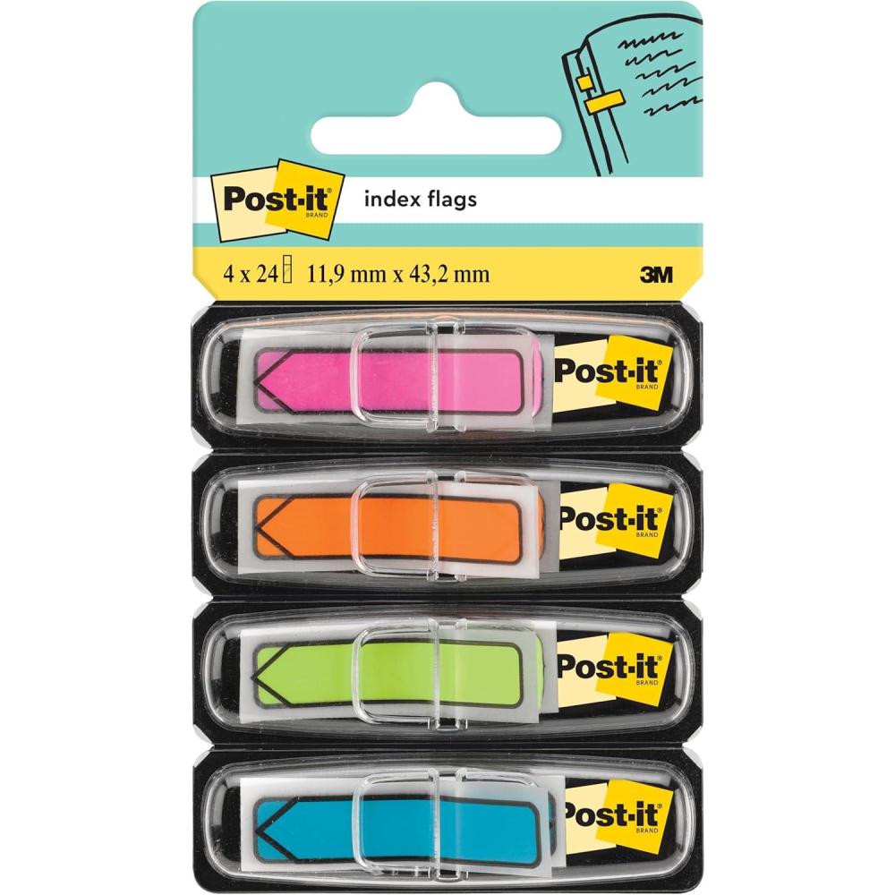 imagePostit MarquePages Flches Bleu Orange Rose et Vert 119 mm x 432 mm 24 MarquePages par Dvidoir 4 Dvidoirs Pour Marquer Surligner ou Codifier des InformationsOrange