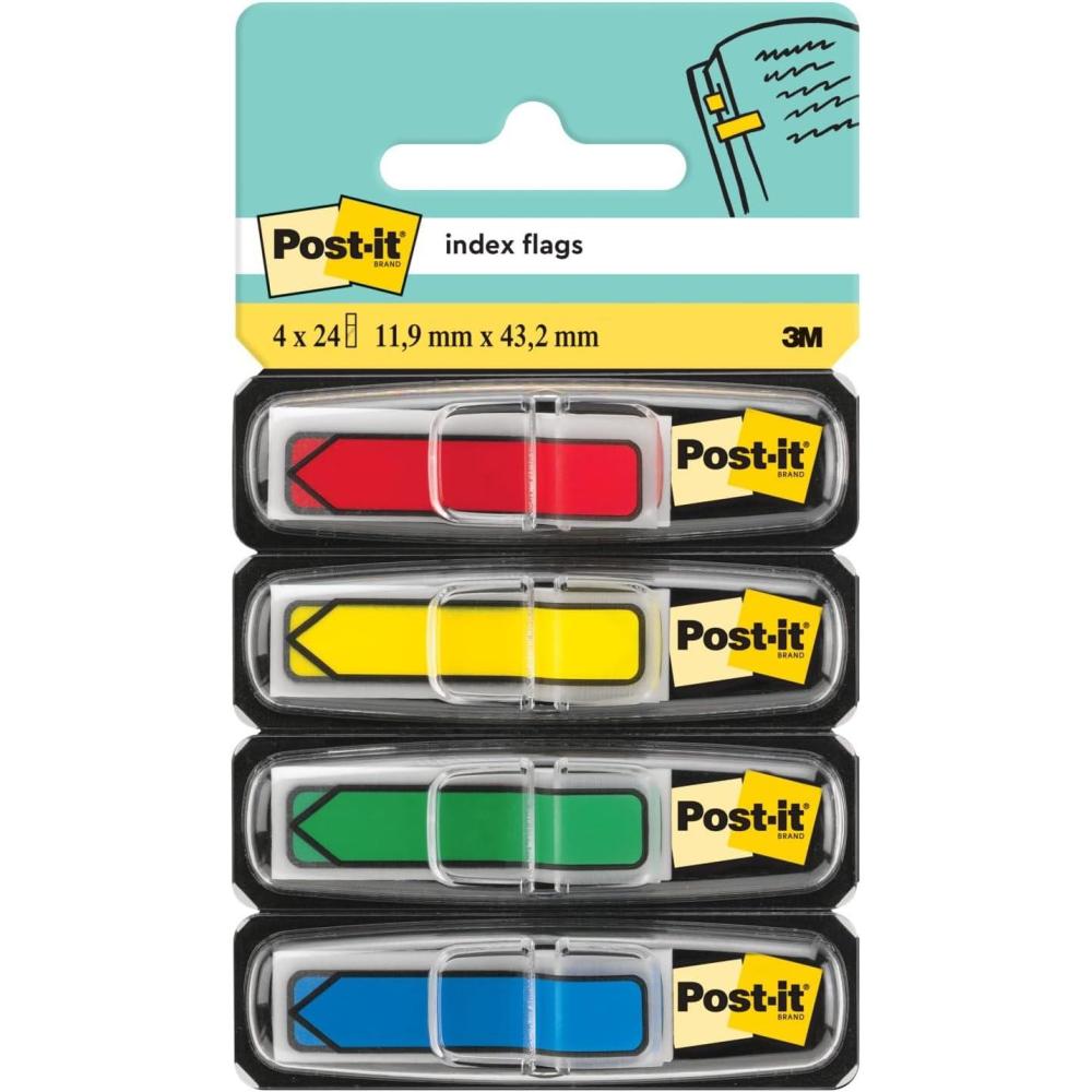 imagePostit MarquePages Flches Bleu Orange Rose et Vert 119 mm x 432 mm 24 MarquePages par Dvidoir 4 Dvidoirs Pour Marquer Surligner ou Codifier des InformationsVert