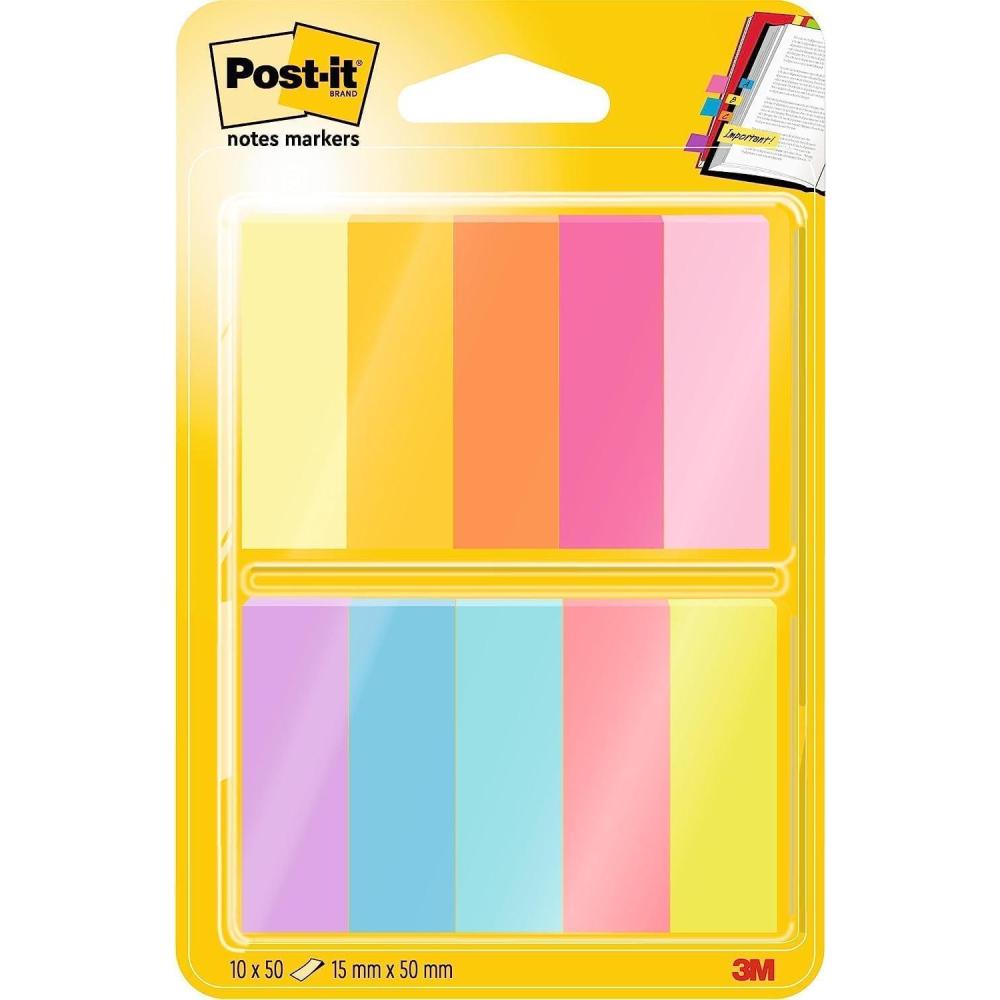 imagePostit MarquePages troits Pack de 4 Distributeurs 35 MarquePages par Distributeur 119 mm x 432 mm Jaune Rouge Vert Bleu Couleurs Pour Marquer Surligner ou Codifier des Informations10 x 50 Pages