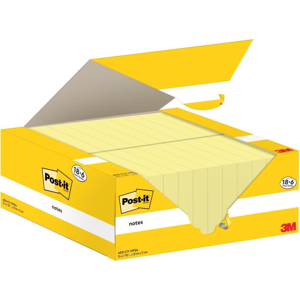 imagePostit Notes Autocollantes Pack de 12 Blocs 100 Feuilles par Bloc 38 mm x 51 mm Jaune Pastel Feuillets Adhsifs pour Prise de Notes Listes de Tches et Rappels18 Blocs 6 GRATUITS