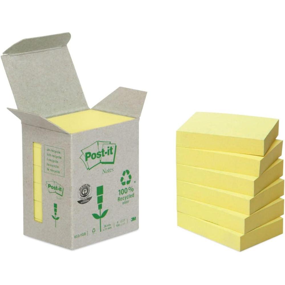 imagePostit Notes Autocollantes Pack de 12 Blocs 100 Feuilles par Bloc 38 mm x 51 mm Jaune Pastel Feuillets Adhsifs pour Prise de Notes Listes de Tches et Rappels6 Blocs