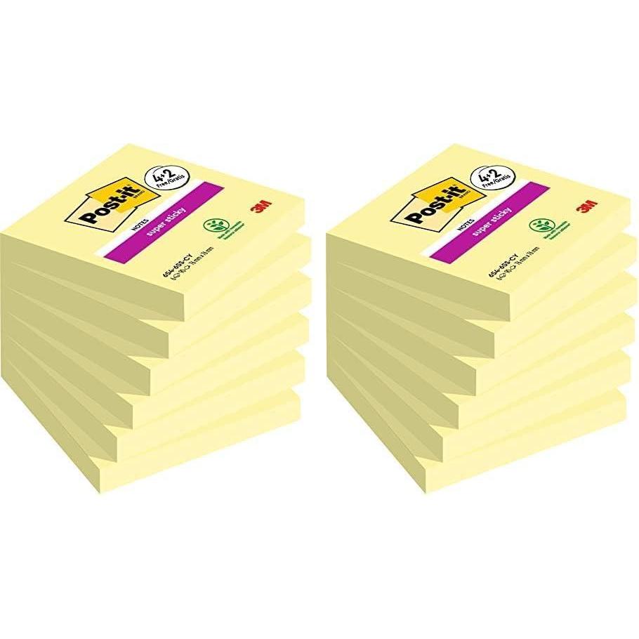 imagePostit Notes Autocollantes Super Sticky 4 Blocs 2 GRATUITS 76 mm x 76 mm 90 Feuilles par Bloc Jaune Canari Feuillets Super Adhsifs pour Prise de Notes Listes de Tches et Rappels76 x 76 mm Lot de 2