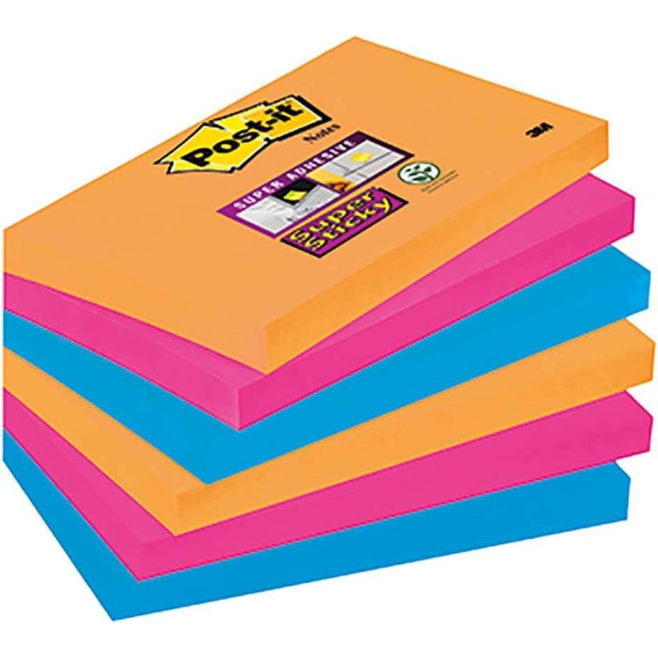 imagePostit Notes Autocollantes Super Sticky Couleurs Carnival Pack de 6 Blocs 90 Feuilles par Bloc 76 mm x 127 mm  Feuillets Super Adhsifs pour Prise de Notes Listes de Tches et RappelsBangkok