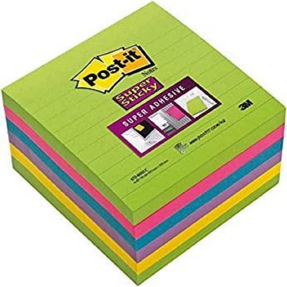 imagePostit Notes Autocollantes Super Sticky Grand Format Lignes 127 mm x 203 mm Pack de 4 Blocs 45 Feuilles par Bloc Feuillets Super Adhsifs pour Prise de Notes Listes de Tches et RappelsLot de 6 Blocs