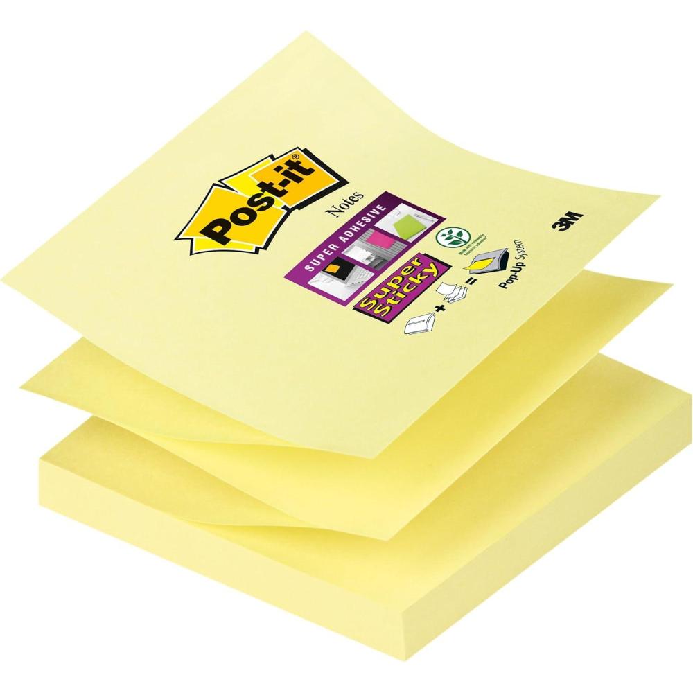imagePostit Super Sticky Lot de 12 Notes repositionnables 76 x 76 mm Jaune