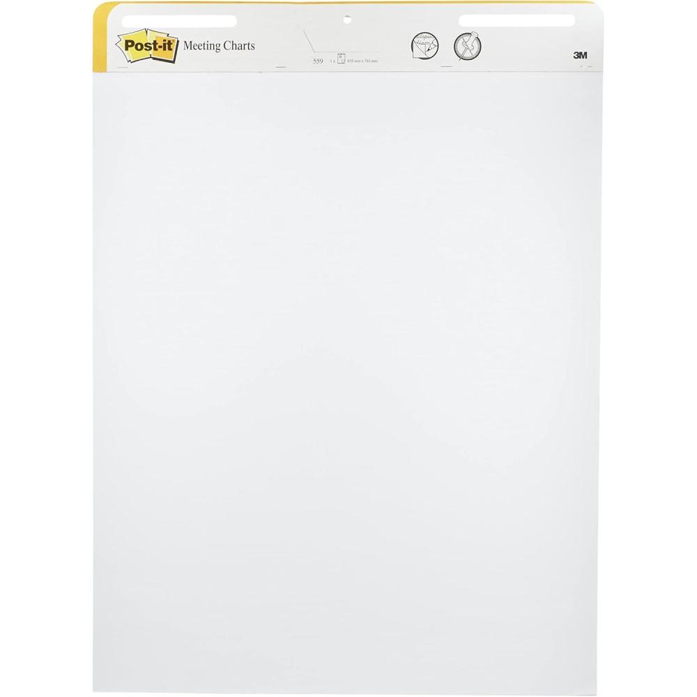 imagePostit Super Sticky Meeting Charts Pack de 1 Bloc avec 30 Feuilles 635 mm x 762 mm Couleur Blanche Paperboard Adhsif Repositionnable pour Runions et Sessions de Brainstorming2 Blocs de 30 Feuilles EU