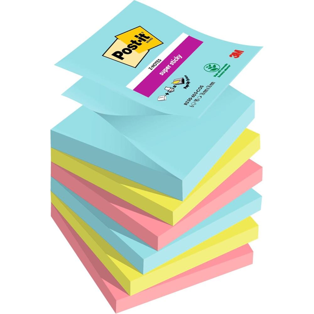 imagePostit ZNotes Autocollantes Super Sticky Pack de 6 Blocs 90 Feuilles par Bloc 76 mm x 76 mm  Feuillets Super Adhsifs pour Prise de Notes Listes de Tches et RappelsMiami
