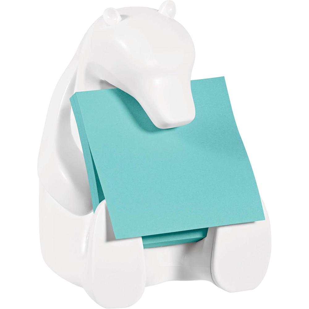imagePostit ZNotes Autocollantes Super Sticky Pack de 6 Blocs 90 Feuilles par Bloc 76 mm x 76 mm Feuillets Super Adhsifs pour Prise de Notes Listes de Tches et RappelsPostit Distributeur Ours Polaire