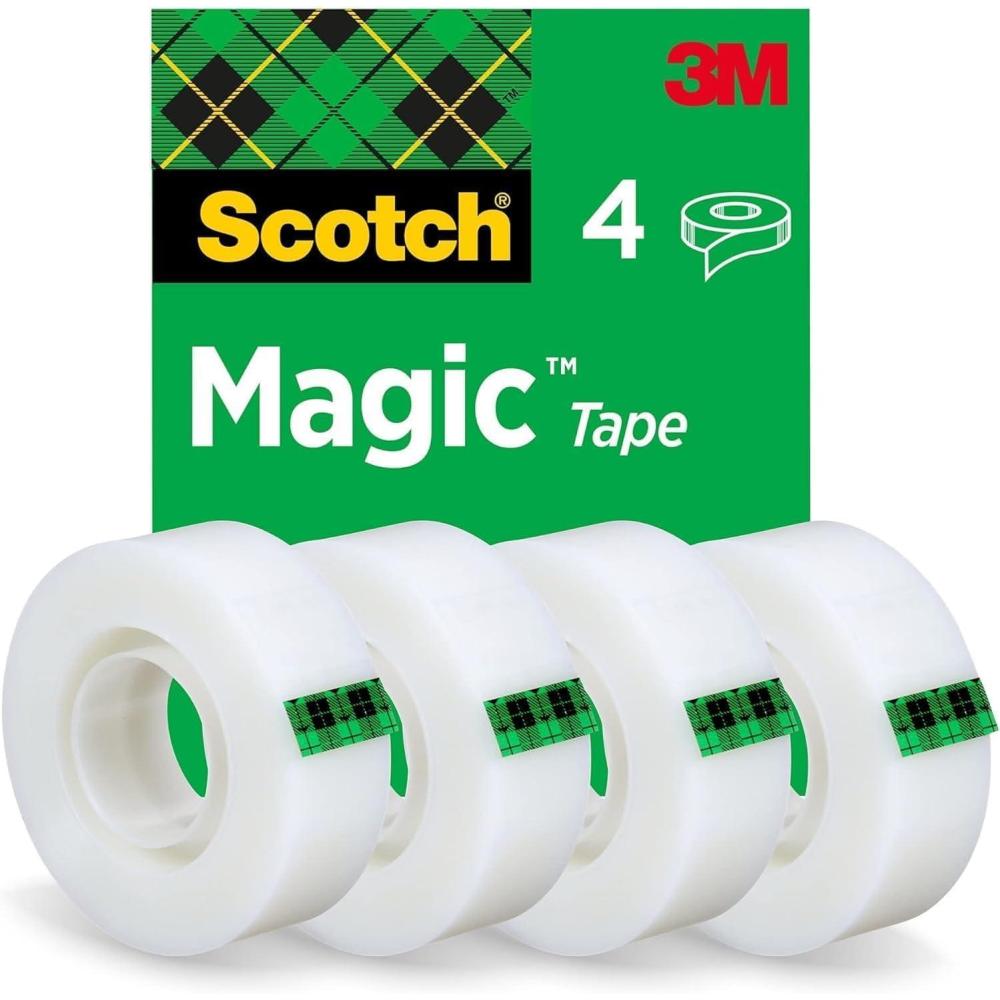 imageScotch Magic Ruban Adhsif Invisible 4 Rouleaux 19mm x 33m Usage Gnral pour la Rparation lEtiquetage et la Fermeture de DocumentsUnique
