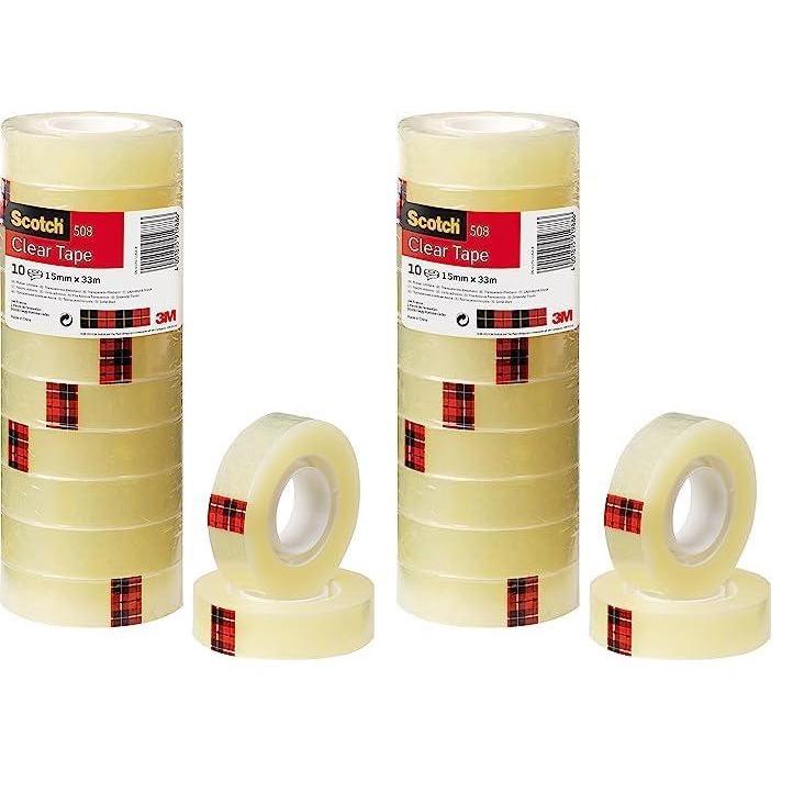 imageScotch Ruban Adhsif Transparent 8 Rouleaux 19mm x 33m Ruban Adhsif Transparent Usage Gnral pour lEcole la Maison et le Bureau lemballage peut varier15mm x 33m Lot de 2
