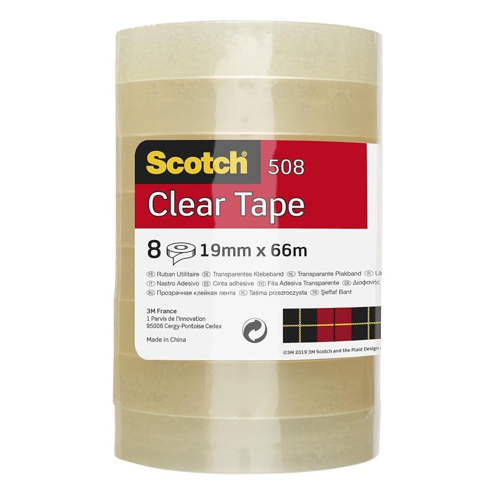 imageScotch Ruban Adhsif Transparent 8 Rouleaux 19mm x 33m Ruban Adhsif Transparent Usage Gnral pour lEcole la Maison et le Bureau lemballage peut varier19 mm x 66 m 8 Rolls