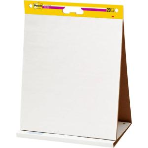 Post-It Super Sticky Meeting Charts, Pack de 1 Bloc avec 20 Feuilles, 584 mm x 508 mm, Couleur Blanche – Paperboard Adhésif Repositionnable pour Réunions et Sessions de Brainstorming(Tableau mixte double face auto adhésives)