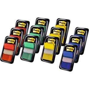 Post-it Index Marqueurs Adhésifs, Couleurs Variées, Lot Avantageux de 10 + 2 Distributeurs Gratuits, 50 Feuilles par Distributeur – Pour Documents et Informations Importantes