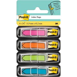 Post-it Marque-Pages Flèches, Bleu, Orange, Rose et Vert, 11.9 mm x 43.2 mm, 24 Marque-Pages par Dévidoir, 4 Dévidoirs – Pour Marquer, Surligner ou Codifier des Informations(Orange)