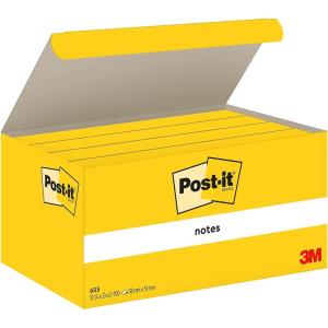 Post-it Notes Autocollantes, Pack de 12 Blocs, 100 Feuilles par Bloc, 38 mm x 51 mm, Jaune Pastel – Feuillets Adhésifs pour Prise de Notes, Listes de Tâches et Rappels(4 X 3 Blocs)