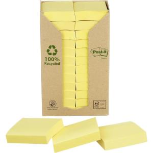 Post-it Notes Autocollantes, Pack de 12 Blocs, 100 Feuilles par Bloc, 38 mm x 51 mm, Jaune Pastel – Feuillets Adhésifs pour Prise de Notes, Listes de Tâches et Rappels(24 Blocs)