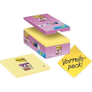 Post-it Notes Autocollantes Super Sticky, 14 Blocs + 2 GRATUITS, 76 mm x 127 mm, 90 Feuilles par Bloc, Jaune Pastel – Feuillets Super Adhésifs pour Prise de Notes, Listes de Tâches et Rappels(76 x 127 mm)