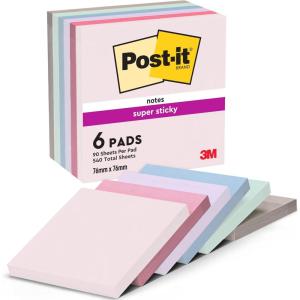 Post-it Notes Autocollantes Super Sticky, Couleurs Carnival, 8 Blocs + 4 GRATUITS, 90 Feuilles par Bloc, 76 mm x 76 mm – Feuillets Super Adhésifs pour Prise de Notes, Listes de Tâches et Rappels(Émouvant)