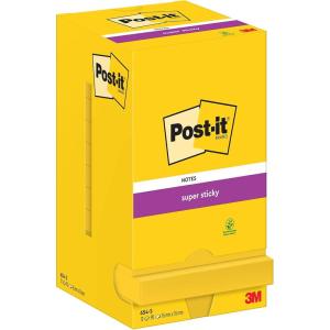 Post-it Notes Autocollantes Super Sticky, Couleurs Carnival, 8 Blocs + 4 GRATUITS, 90 Feuilles par Bloc, 76 mm x 76 mm – Feuillets Super Adhésifs pour Prise de Notes, Listes de Tâches et Rappels(Ultra jaune)