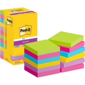 Post-it Notes Autocollantes Super Sticky, Couleurs Carnival, 8 Blocs + 4 GRATUITS, 90 Feuilles par Bloc, 76 mm x 76 mm – Feuillets Super Adhésifs pour Prise de Notes, Listes de Tâches et Rappels(Jaune)