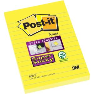 Post-it Notes Autocollantes Super Sticky, Grand Format, Lignées, 127 mm x 203 mm, Pack de 4 Blocs, 45 Feuilles par Bloc – Feuillets Super Adhésifs pour Prise de Notes, Listes de Tâches et Rappels(152 x 102 mm)