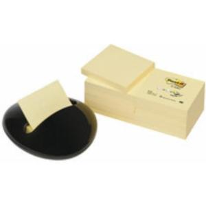 Post-it PBL-B12Y Pack de 12 blocs Z-Notes avec dévidoir Galet Noir 76 x 76 mm Jaune pastel(Jaune)