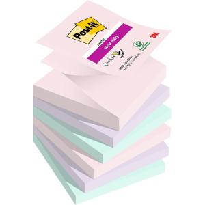Post-it Z-Notes Autocollantes Super Sticky, Couleurs Soulful, Pack de 6 Blocs, 90 Feuilles par Bloc, 76 mm x 76 mm – Feuillets Super Adhésifs pour Prise de Notes, Listes de Tâches et Rappels(Simple)