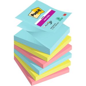 Post-it Z-Notes Autocollantes Super Sticky, Pack de 6 Blocs, 90 Feuilles par Bloc, 76 mm x 76 mm – Feuillets Super Adhésifs pour Prise de Notes, Listes de Tâches et Rappels(Miami)