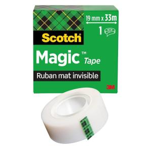 Scotch Magic Ruban Adhésif Invisible – 8 Rouleaux – 19mm x 33m – Ruban Adhésif à Usage Général pour la Réparation, l&rsquo;Etiquetage et la Fermeture de Documents(19mm x 33m)