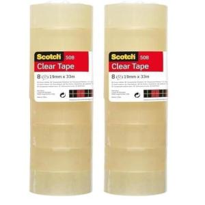 Scotch Ruban Adhésif Transparent, 8 Rouleaux, 19mm x 33m – Ruban Adhésif Transparent à Usage Général pour l&rsquo;Ecole, la Maison et le Bureau (l’emballage peut varier)(19mm x 33m (Lot de 2))