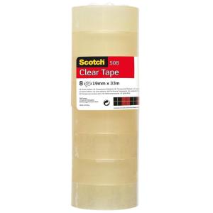 Scotch Ruban Adhésif Transparent, 8 Rouleaux, 19mm x 33m – Ruban Adhésif Transparent à Usage Général pour l&rsquo;Ecole, la Maison et le Bureau (l’emballage peut varier)(19 mm x 33 m (8 Rolls))