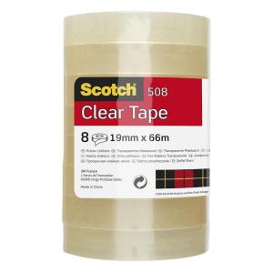 Scotch Ruban Adhésif Transparent, 8 Rouleaux, 19mm x 33m – Ruban Adhésif Transparent à Usage Général pour l&rsquo;Ecole, la Maison et le Bureau (l’emballage peut varier)(19 mm x 66 m (8 Rolls))