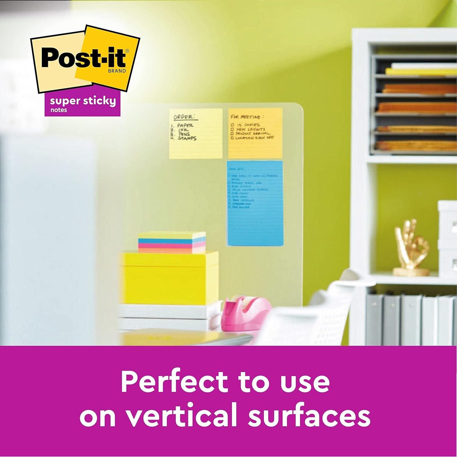imagePostit Notes Autocollantes Super Sticky Grand Format XXL Lignes 101 mm x 152 mm Pack de 3 Blocs 75 Feuilles par Bloc Feuillets Super Adhsifs pour Prise de Notes Listes de Tches et Rappels92 x 101 mm