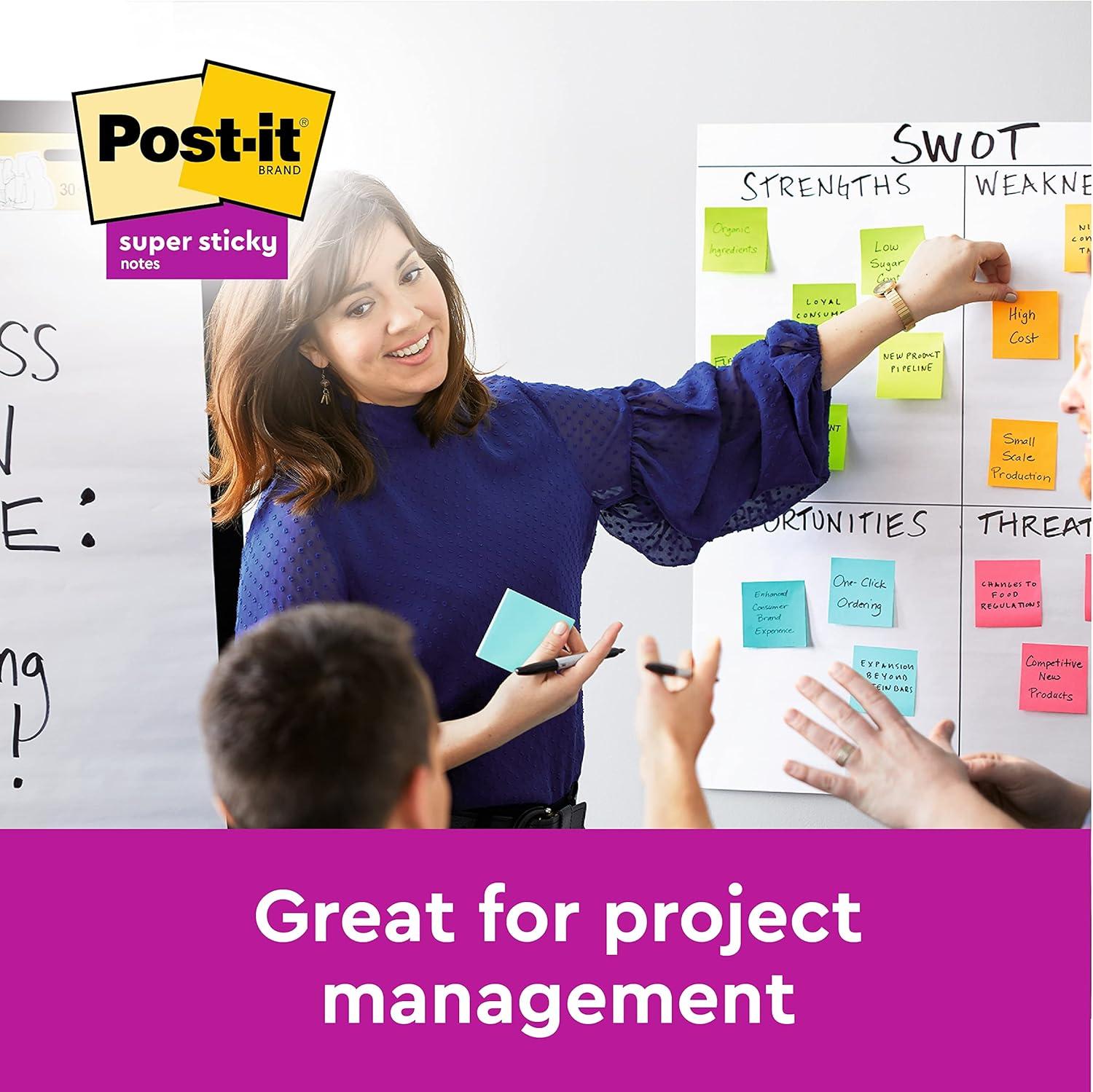 imagePostit Notes Autocollantes Super Sticky Grand Format XXL Lignes 101 mm x 152 mm Pack de 3 Blocs 75 Feuilles par Bloc Feuillets Super Adhsifs pour Prise de Notes Listes de Tches et Rappels92 x 101 mm