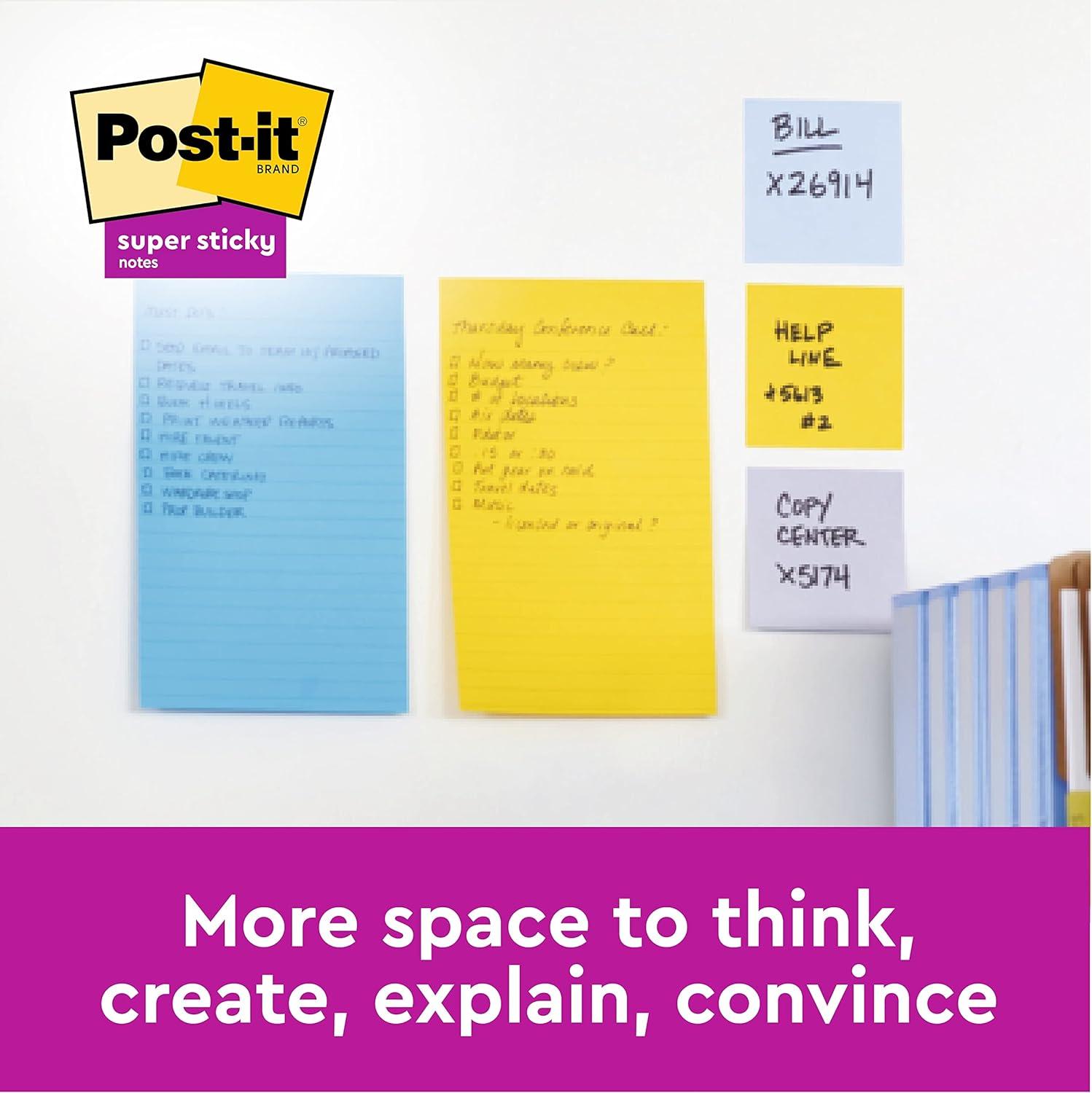 imagePostit Notes Autocollantes Super Sticky Grand Format XXL Lignes 101 mm x 152 mm Pack de 3 Blocs 75 Feuilles par Bloc Feuillets Super Adhsifs pour Prise de Notes Listes de Tches et Rappels92 x 101 mm