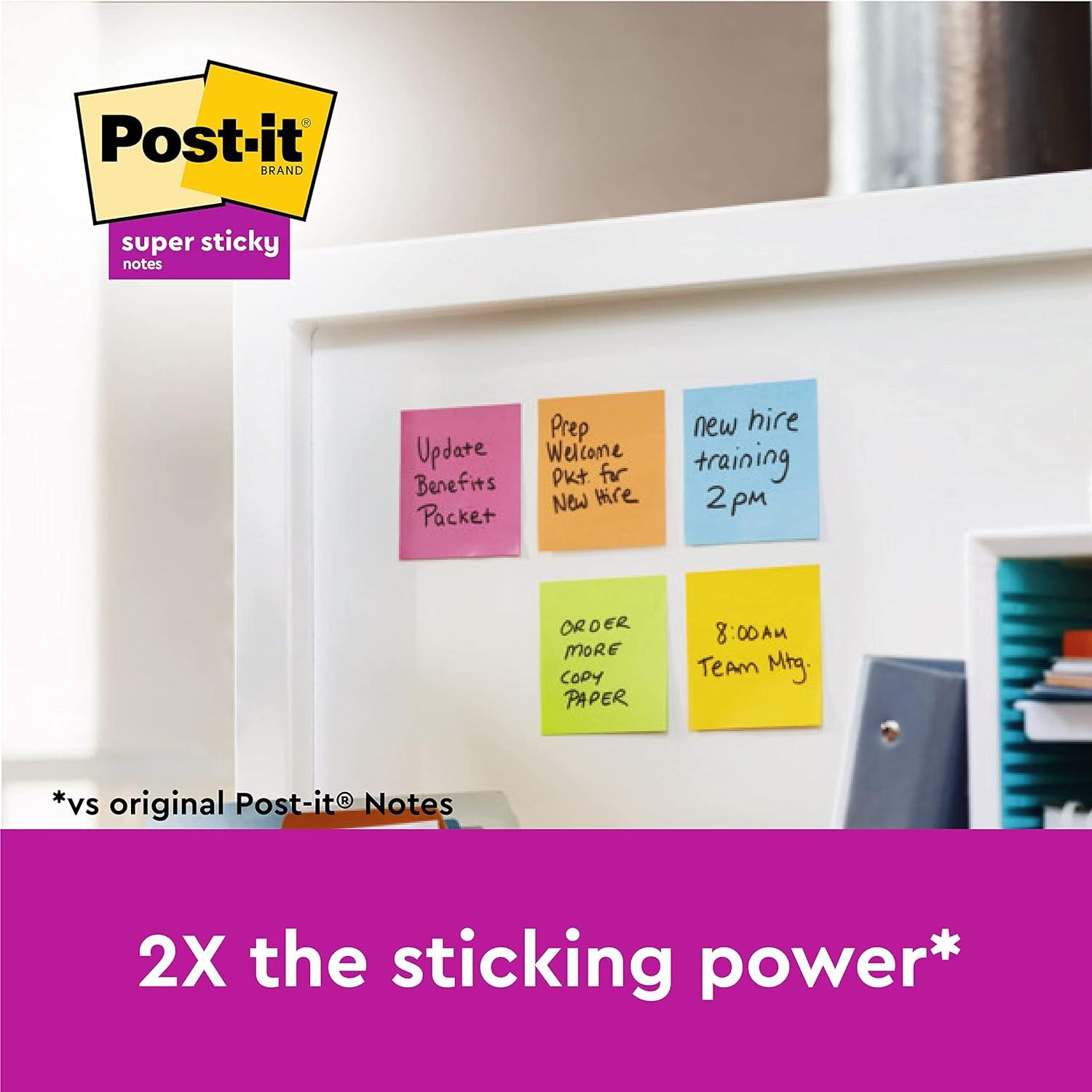 imagePostit Notes Autocollantes Super Sticky Grand Format XXL Lignes 101 mm x 152 mm Pack de 3 Blocs 75 Feuilles par Bloc Feuillets Super Adhsifs pour Prise de Notes Listes de Tches et Rappels92 x 101 mm