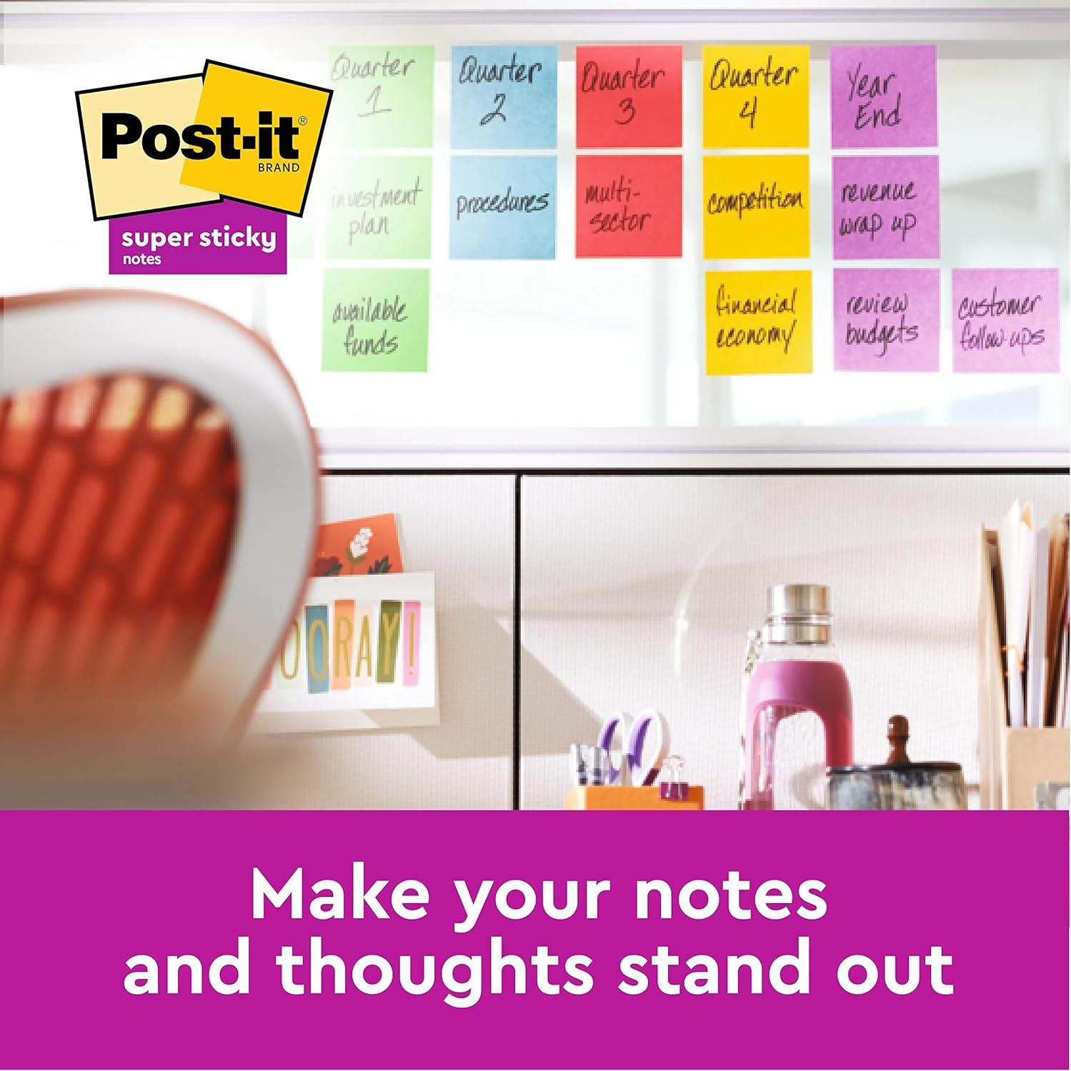 imagePostit Notes Autocollantes Super Sticky Grand Format XXL Lignes 101 mm x 152 mm Pack de 3 Blocs 75 Feuilles par Bloc Feuillets Super Adhsifs pour Prise de Notes Listes de Tches et Rappels92 x 101 mm